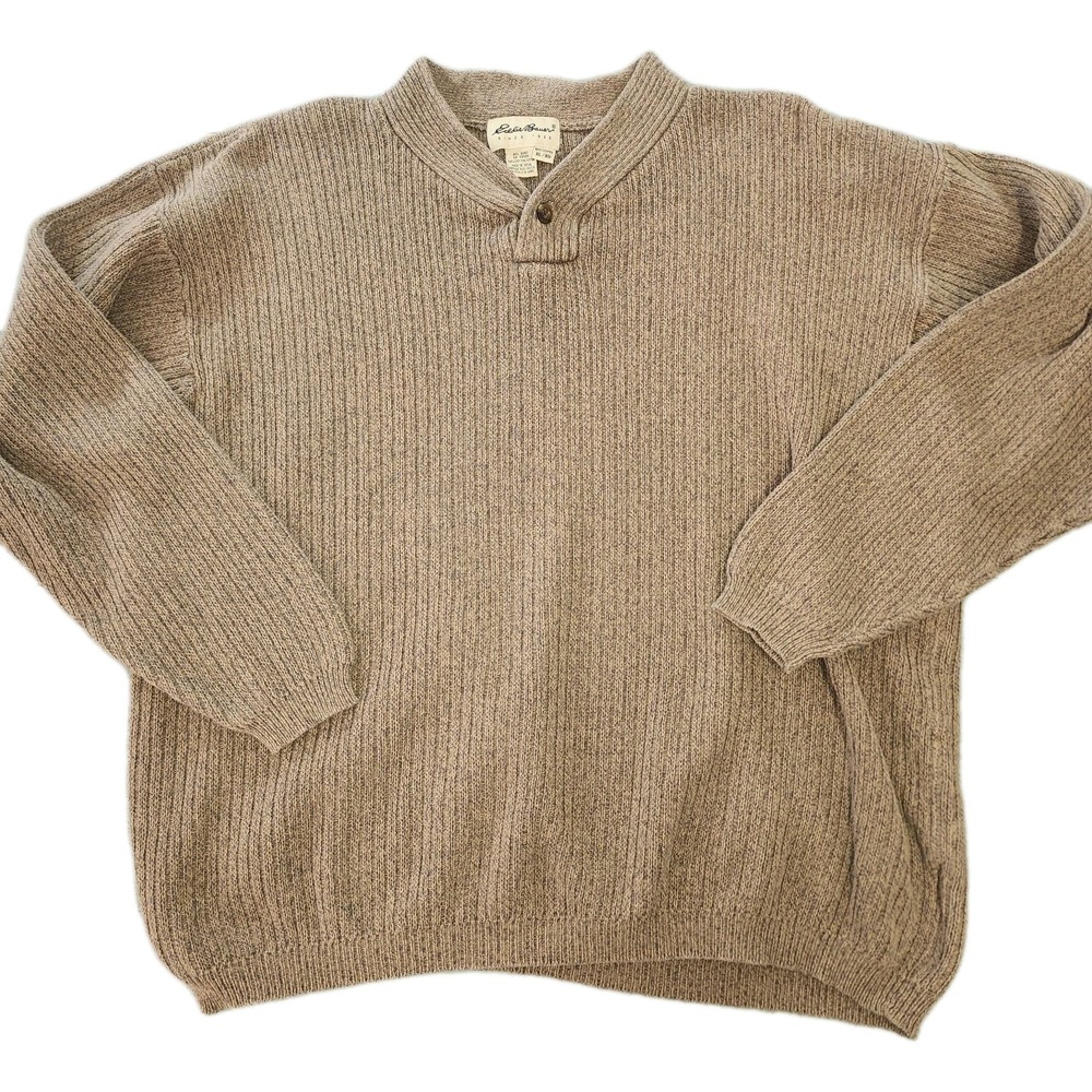 Eddie Bauer Men's‎ XL Sweater Shawl Collar Y2K Vintage Outdoor Heavy 100% Cotton